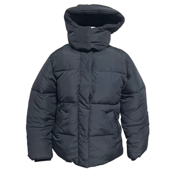 Abercrombie & Fitch Jackets & Blazers - Abercrombie & Fitch Womens S Black Puffer Jacket Hood & Sherpa-Lined Water Wind
